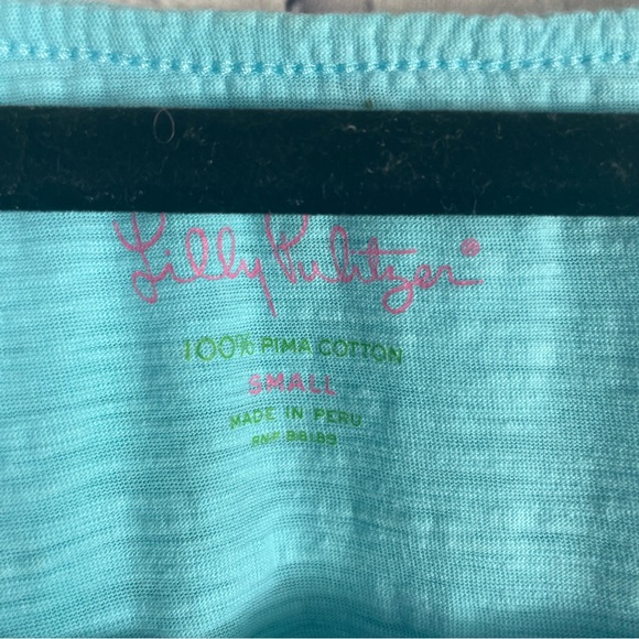 Lilly Pulitzer Wynne 100% Pima Cotton Off Shoulder Ruffle Top Blue Small - Picture 14 of 16